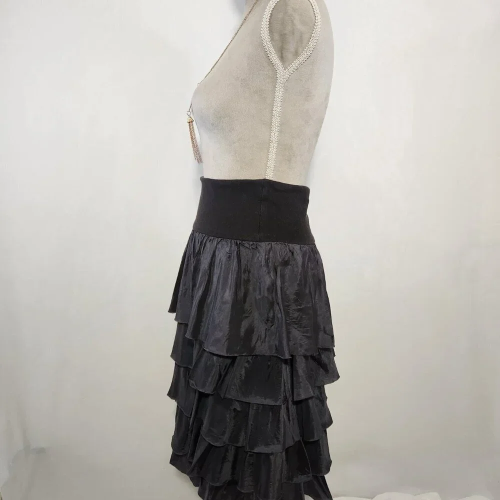 Neesh by D.A.R Anthropologie Women's Size 2 Black Layered Ruffle Tiered Skirt